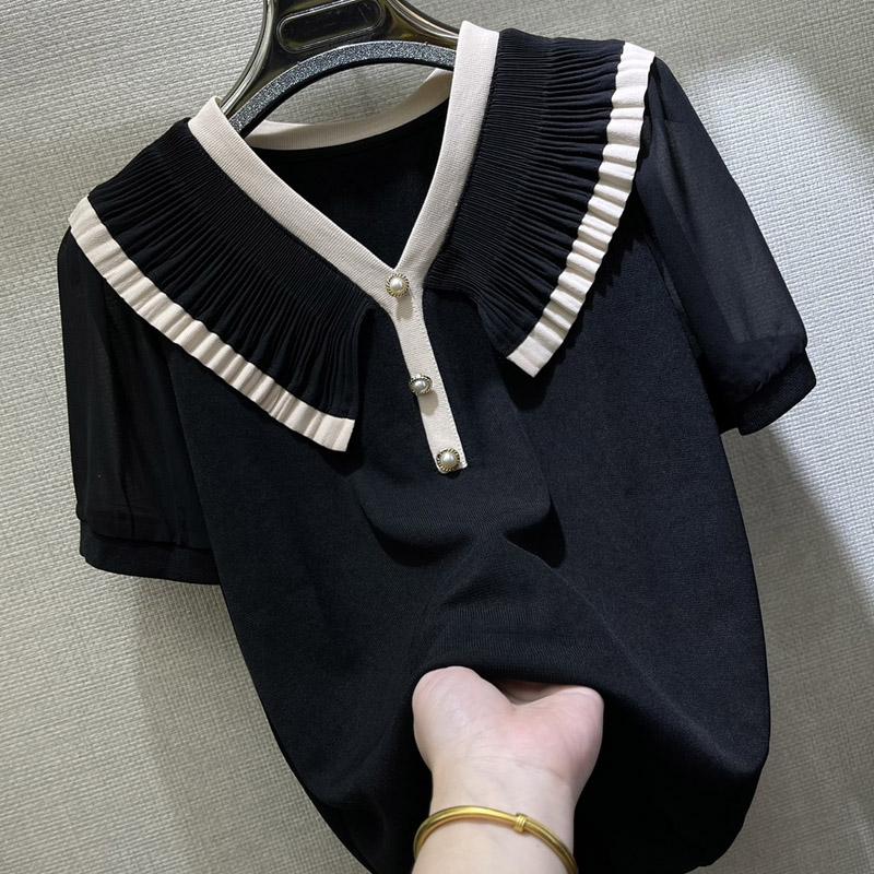 Women Sweaters Pullovers 2025 Summer Short Sleeve V-Neck Casual Knitted Sweater Women Tops Pullover JJ294