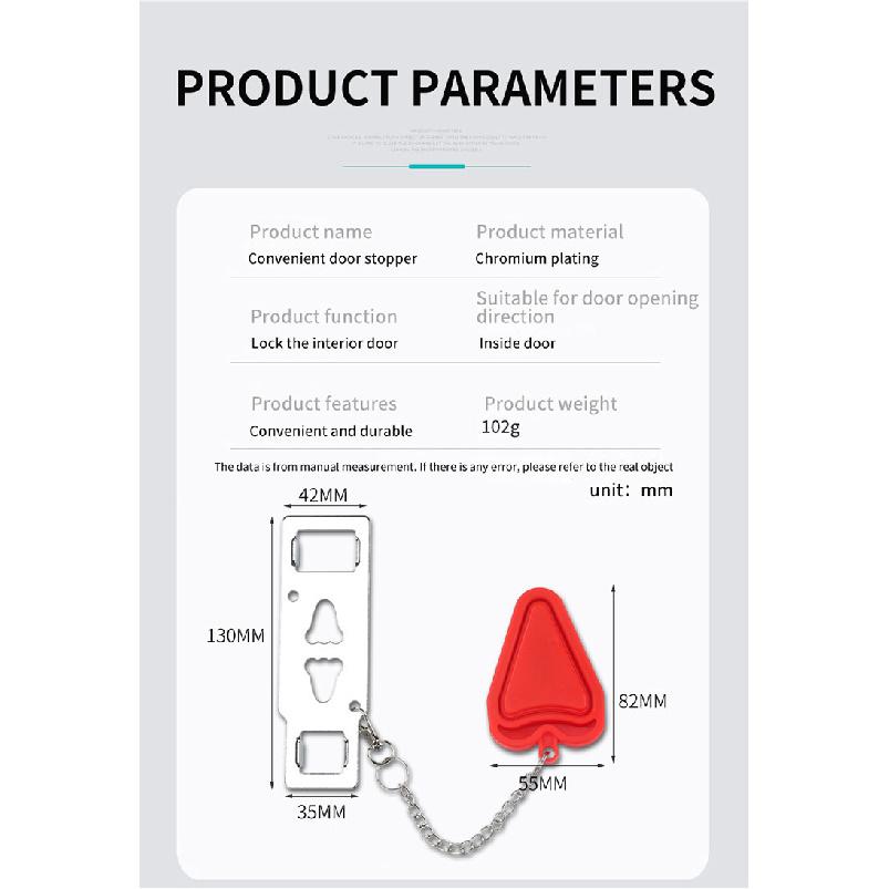 Portable Door Lock Double Hole Security Door Locker Safety Latch Metal Lock Home Room Hotel Anti Theft Security Lock Interior Mirrors 6