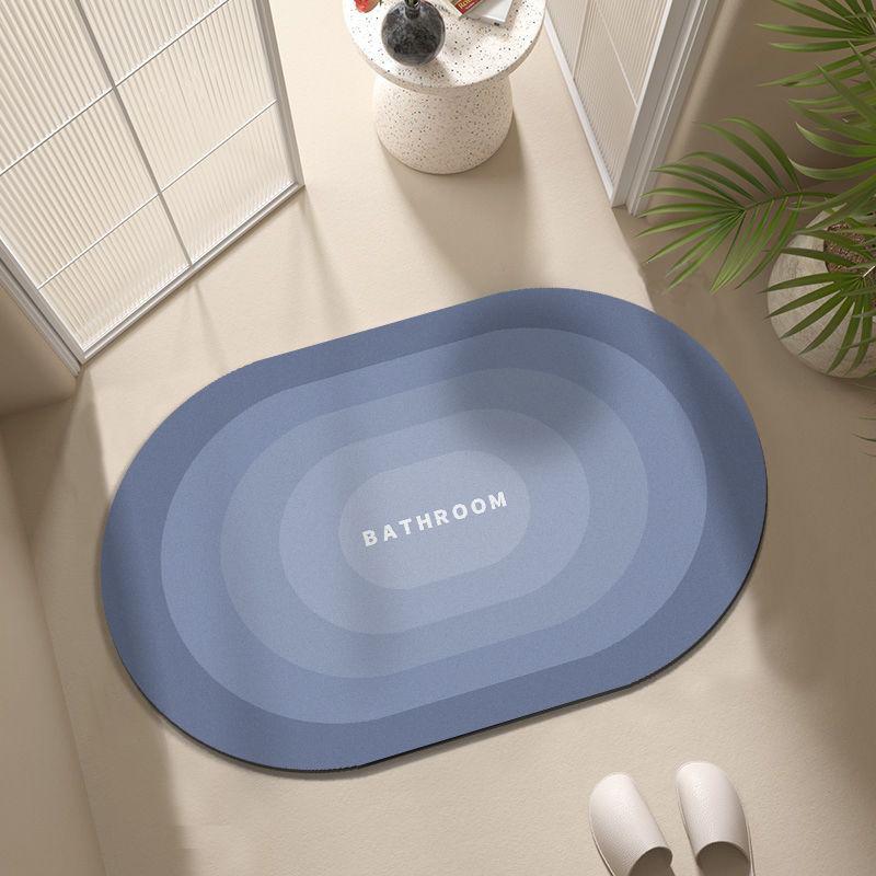 Ovale weiche Kieselgur-Anti-Rutsch-Matte Badezimmer Farbverlauf Haushaltstoilette WC schnell trocknend saugfähig Einziehbare Bodenmatte 40X60cm 15.7X23.6in