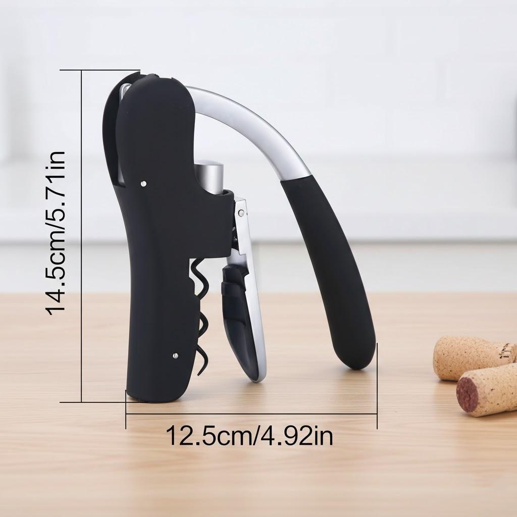 

Портативный ручной открыватель для винных бутылок, штопор из нержавеющей стали для дома, кухни, вечеринки, уличного использования чёрный