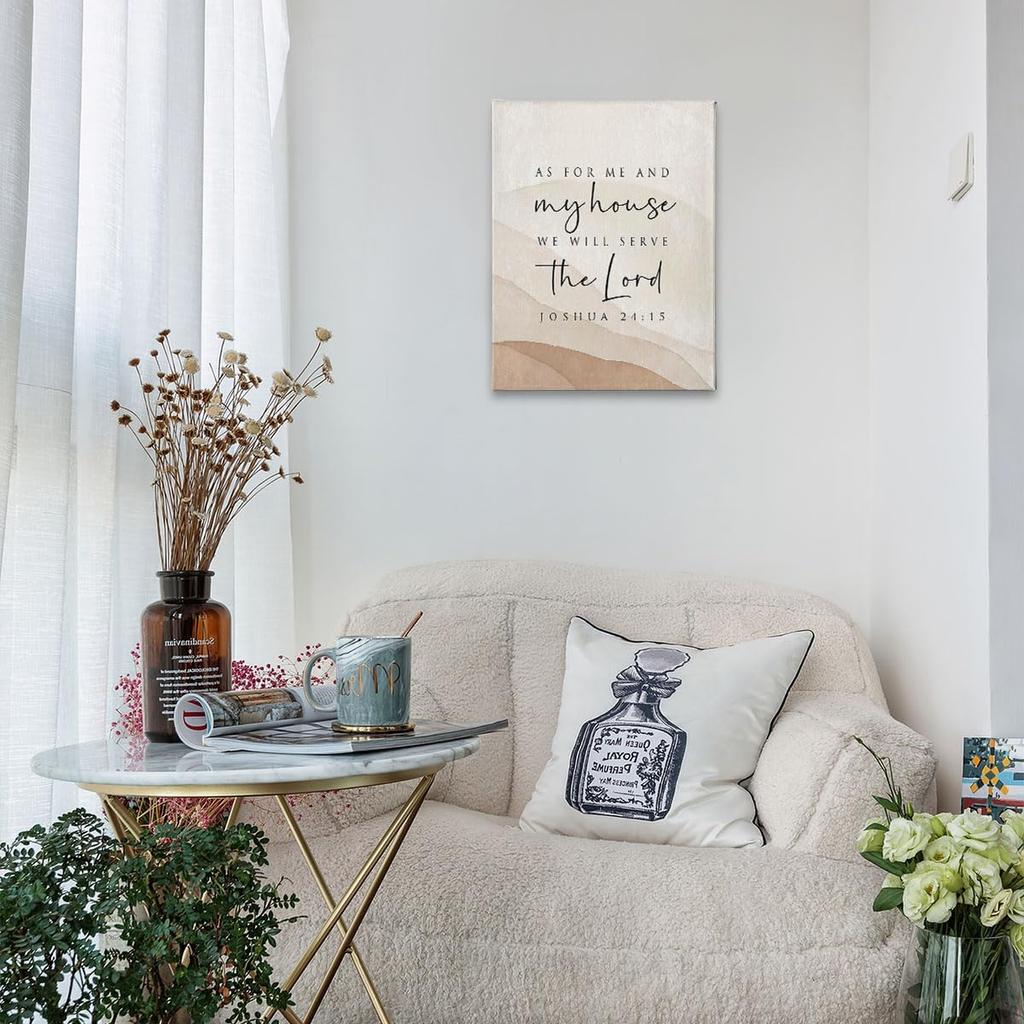 PHAMTE As For Me And My House We Will Serve The Lord Wall Art, Modern Christian Bible Verse Joshua 24:15 Print Framed Canvas Painting Artwork For
