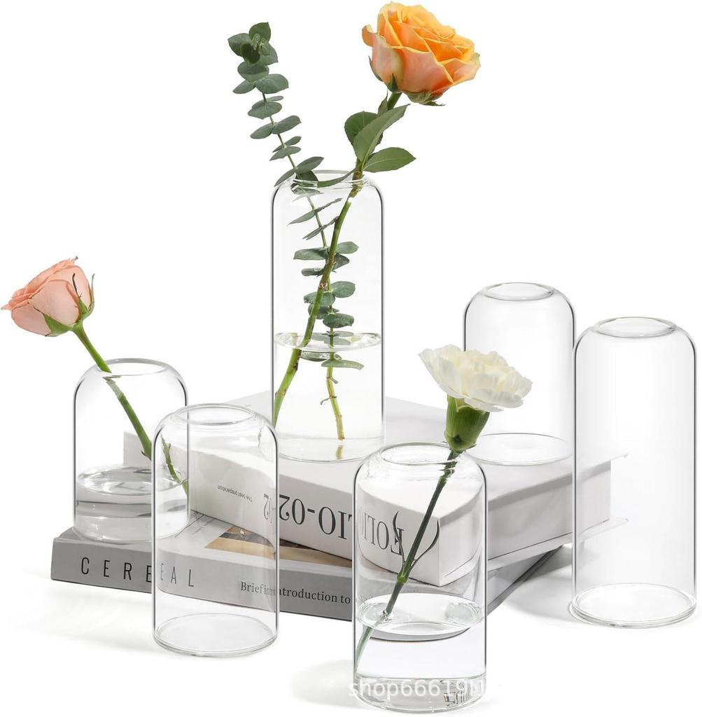 Cylindrical Glass Flower Vase for Wedding and Home Décor
