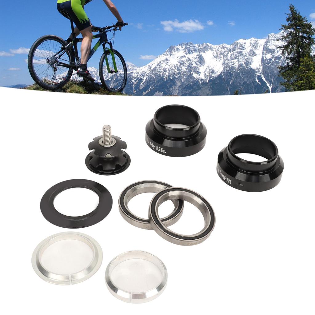 Bike Headset Set 34mm Bicycle Headset Aluminum Alloy Bike Front Fork Stem Headset for 28.6mm Straight Steerer Fork Bearing