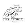 New Home Decor DIY I Can Do All Things Through Christ Bible Quote Removable PVC Wall Stickers