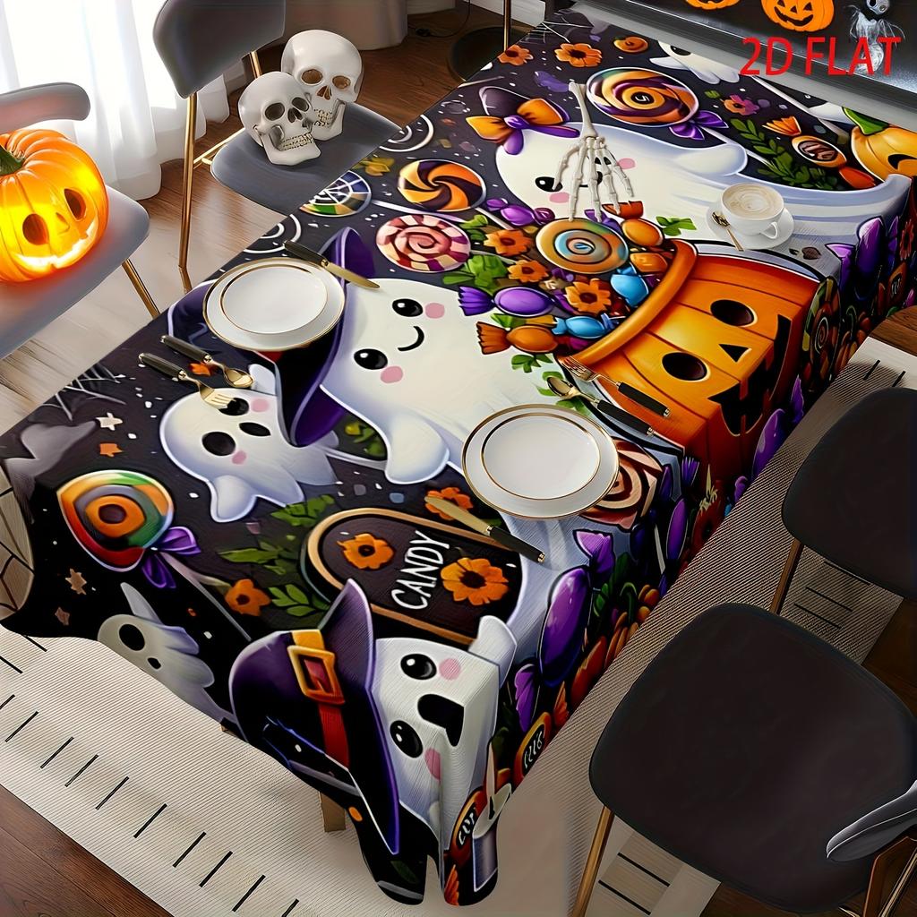 Halloween Pumpkins Rectangle Tablecloth for Table Decor Kitchen Dining Reusable Holiday Party Table Cloth Halloween Decorations