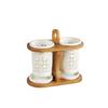 Qianxing Draining Ceramic Chopstick Holders with Bamboo Rack