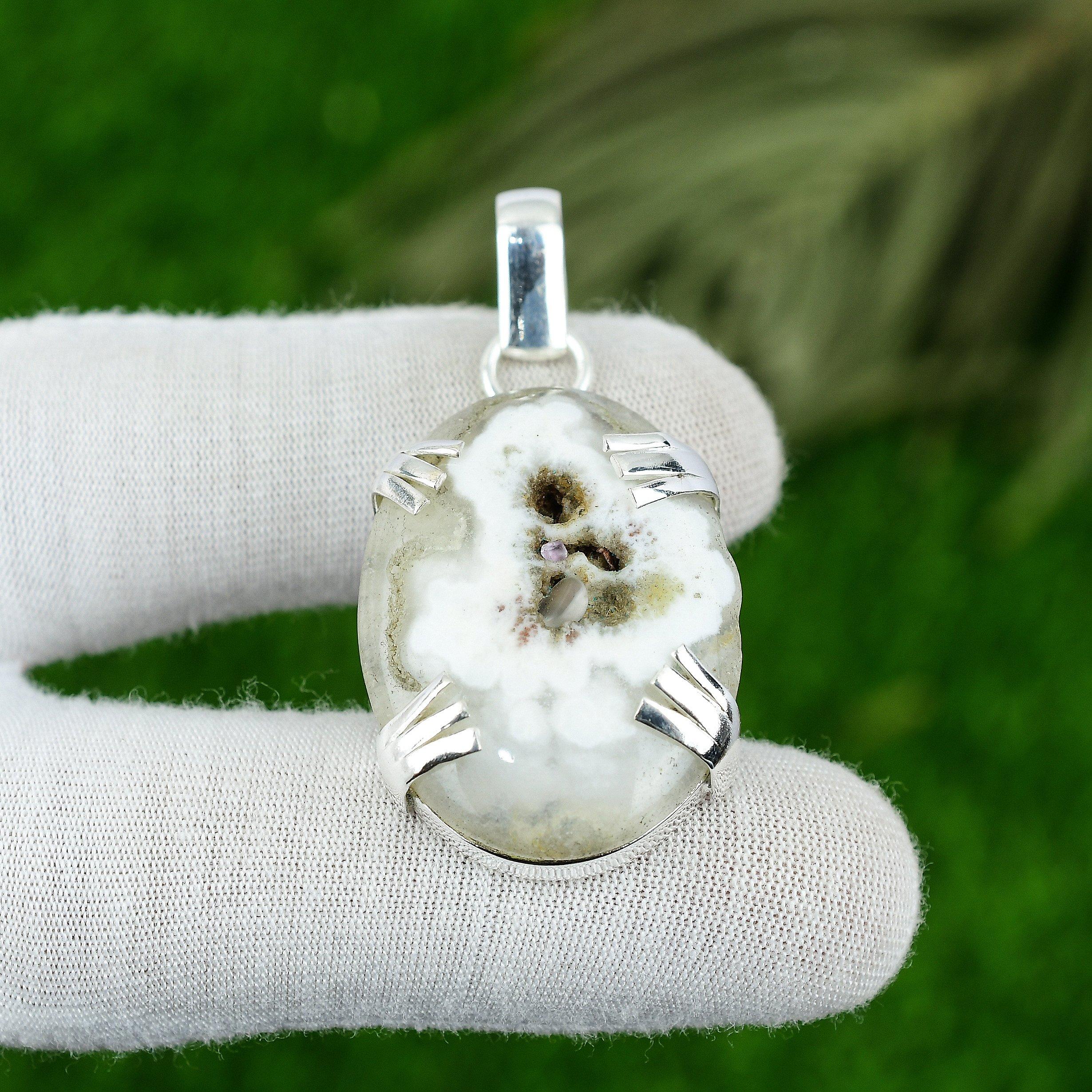Распродажа ко Дню женщин Подвеска из натурального белого солнечного кварца из стерлингового серебра 925 пробы