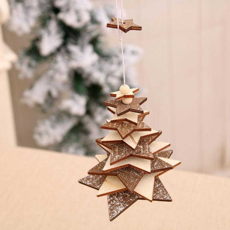 Christmas Decorations Wooden Bell Pendants Wind Chimes Pendants Christmas Tree Three-dimensional Small Pendants Christmas Gifts