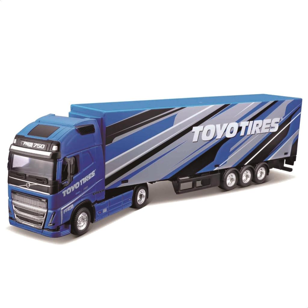 Bburago Volvo FH16 Globetrotter 750 XXL with Toyo Tires Blue Race Miniature Diecast Finished Product 1/43 Trailer, / Car, 18-31461 (Toyo Tires)