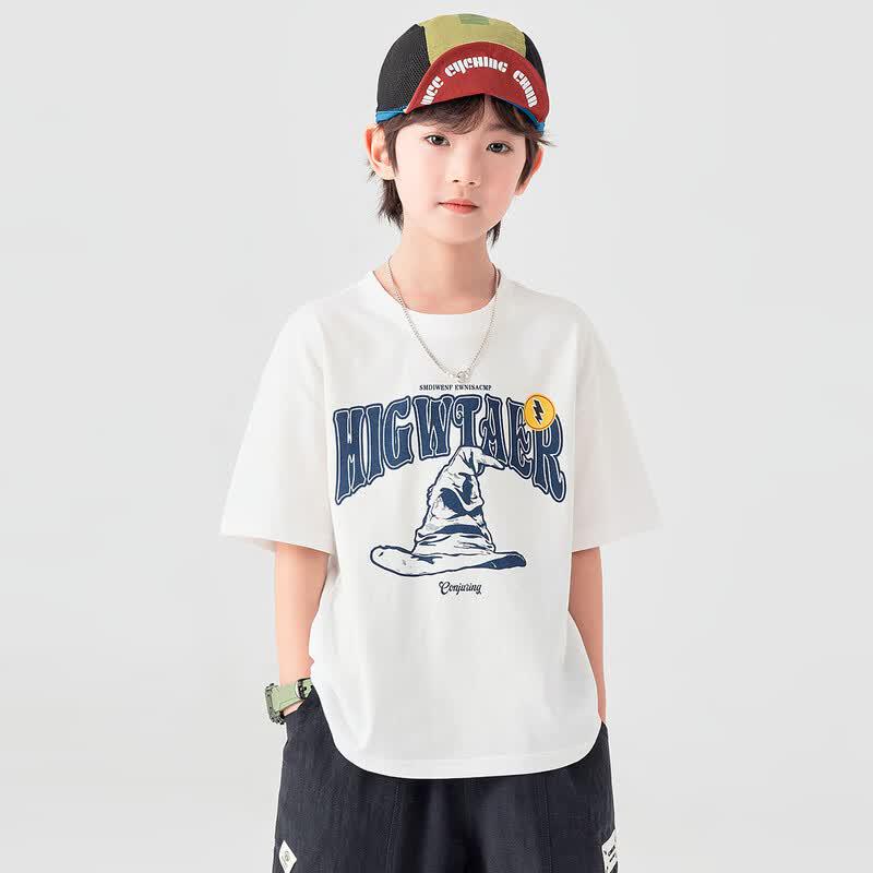 Dodocaca Kids Cooling Cotton Loose T-Shirt with Magic Hat Print