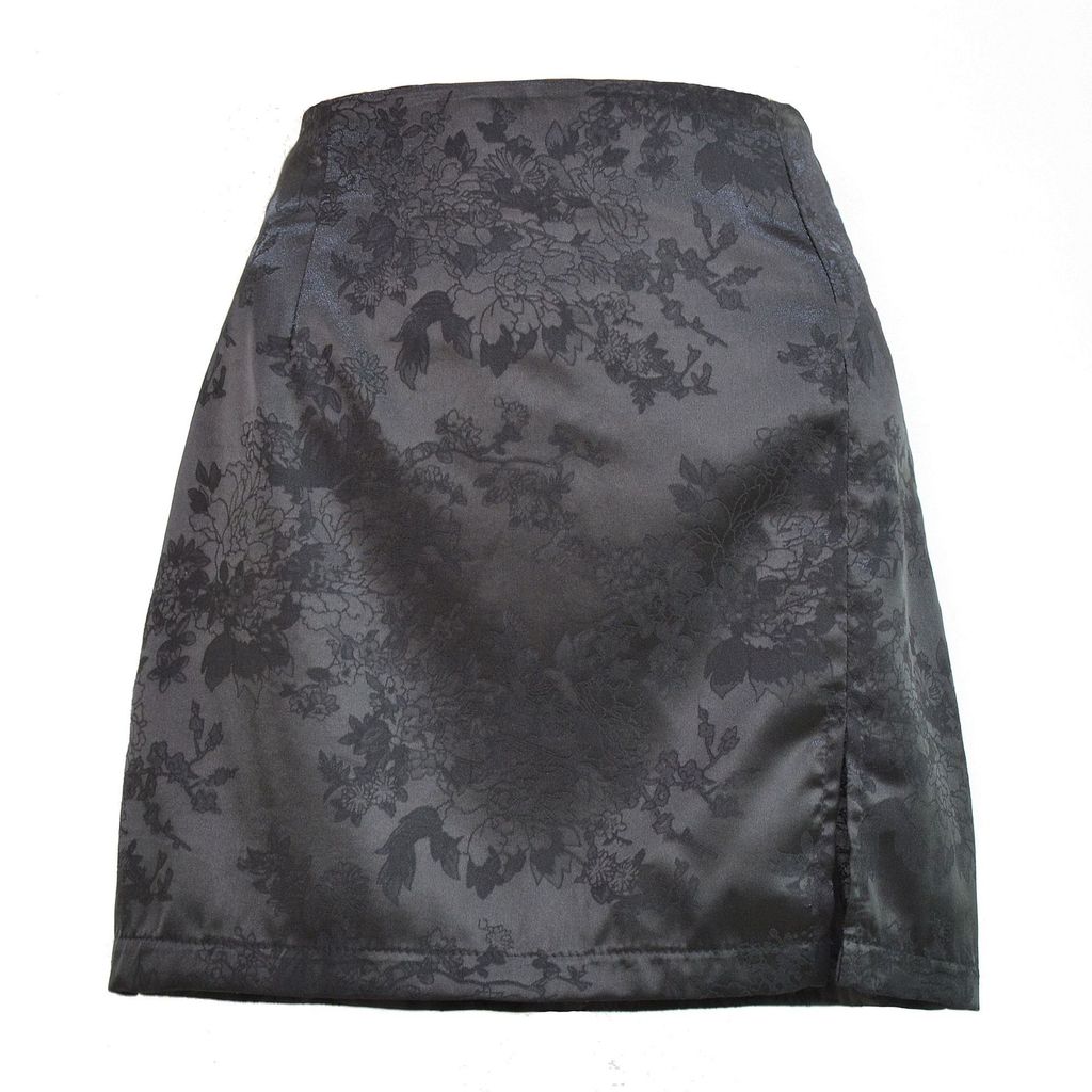 Elegant Floral Pattern Satin A Line Short Skirt With Zipper For Summer Women