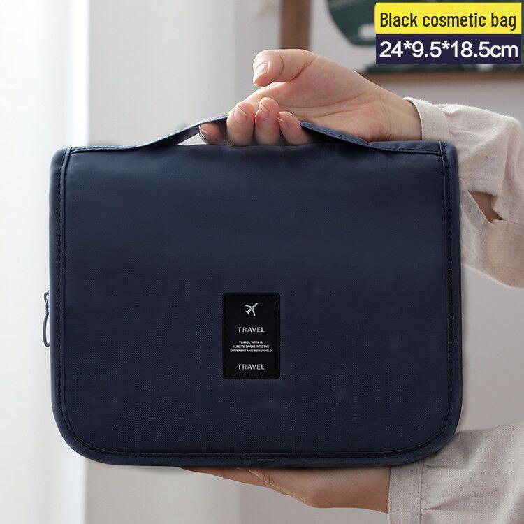 Twill Waterproof Hanging Toiletry Bag - Large Capacity, Portable, Hand-Held Cosmetic Organizer