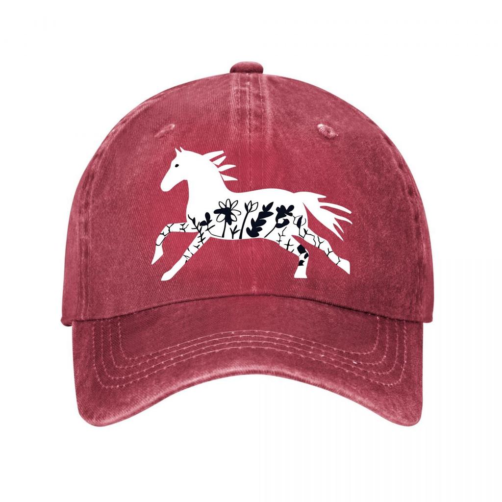 Retro Running Horse Unisex Adjustable Allseason Graphic Pattern Buckle Closure INFASHULE Washed Baseball Cap