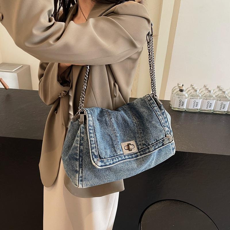 Denim Bag Women's Summer New Fashion Chain Bag Large Capacity Tote Bag Single Shoulder Oblique Span Bag