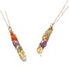 Natural Crystal Pendant Necklace With Rainbow Silk Wrap For Boho Style Jewelry