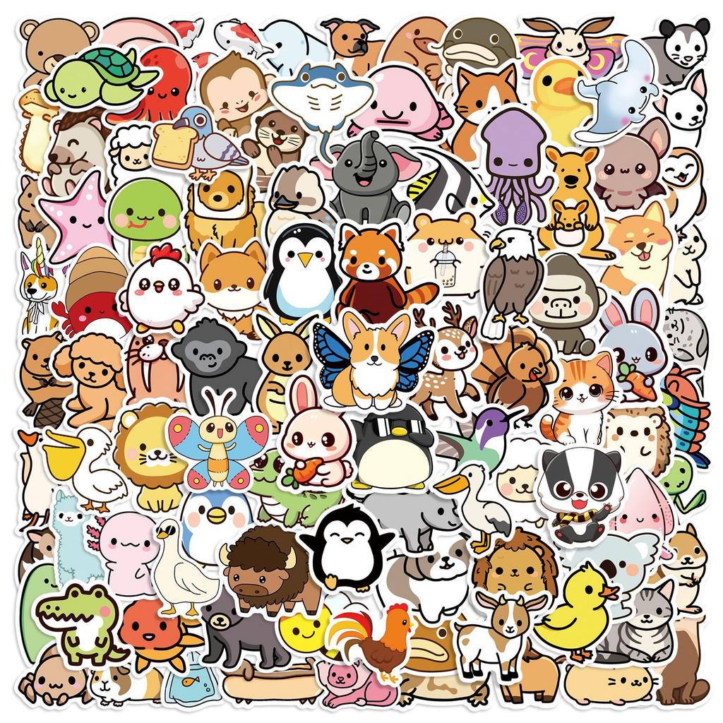 100 Pezzi Animali Carini Mix Cartoni Animati Graffiti Adesivi Fai da Te Telefono Chitarra Laptop Quaderno Valigia Tazza Adesivo Impermeabile Giocattoli per Bambini