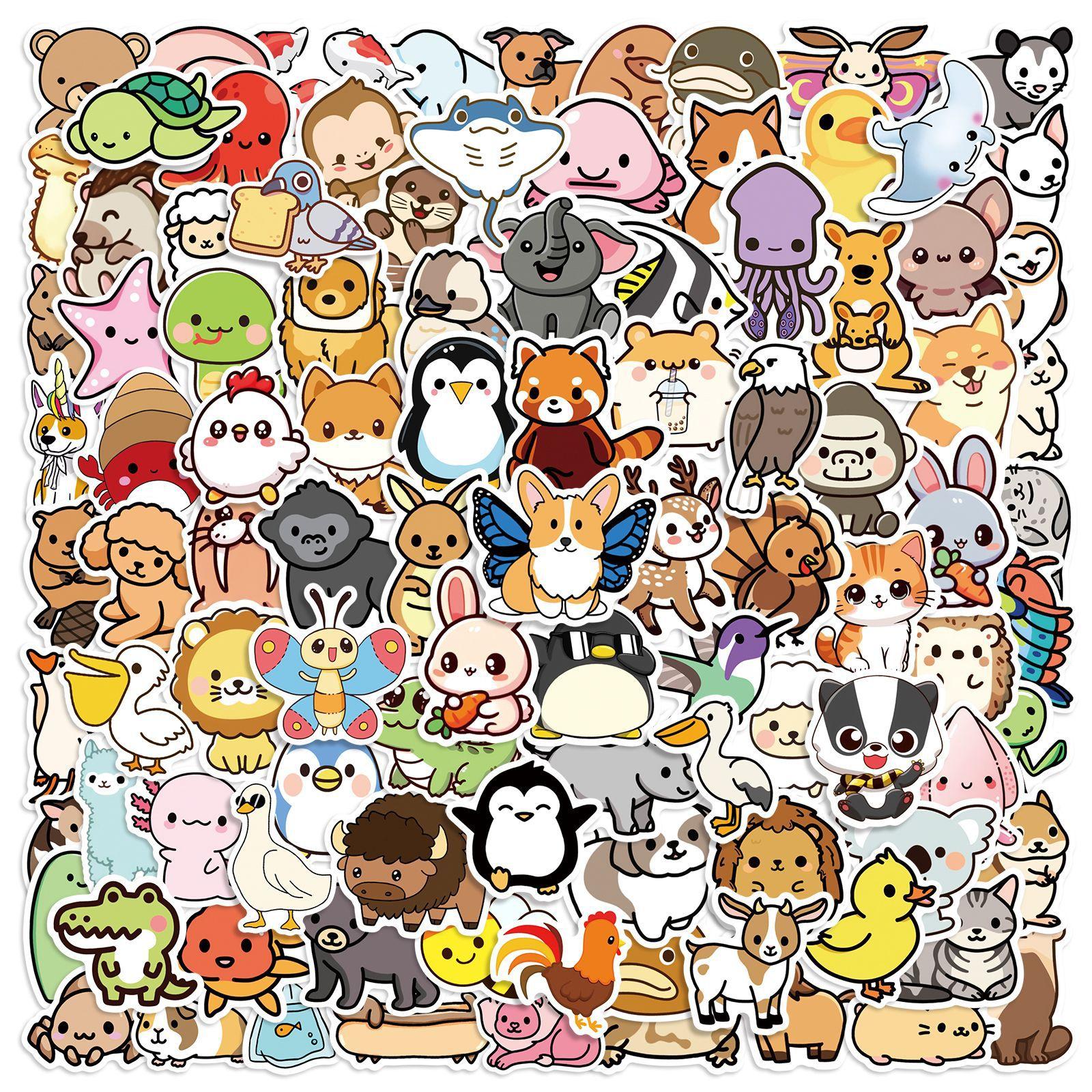 

100pcs Cute Animals Mix Cartoon Graffiti Stickers DIY Phone Guitar Laptop Notebook Suitcase Cup Waterproof Sticker Kids Toys