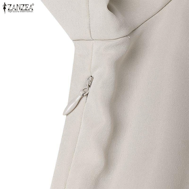 ZANZEA Abito casual da donna a maniche 3/4 e girocollo a tinta unita