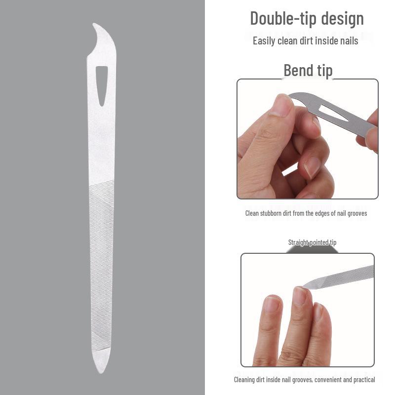 Doppelseitige Nagelfeile aus Edelstahl mit spitzer Spitze für Maniküren und zum Polieren
