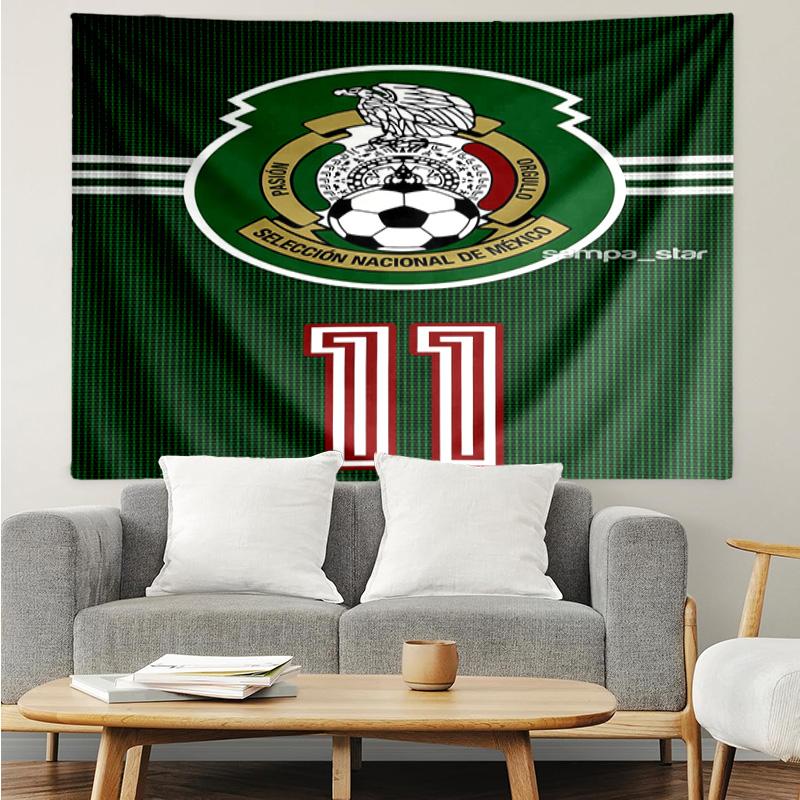 Mexico Football Team Emblem Printed Printed Tapestry, for Bedroom,Livingroom, dormitory, Large Wall Decor, Fabric Decor Fan Birthday Gifts