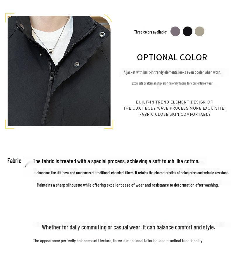 2026 Spring Men's Stand Collar Workwear Jacket: Trendy, High-Quality, Outdoor Casual Style