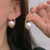 Big Pearl C-Shaped Hoop Earrings For Women Girl Simple Fashion Design Exaggerated Metal Party Jewelry Gifts New