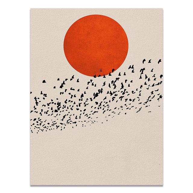 Poster abstract în stil nordic, imprimare peisaj de dimineață de iarnă, imagine de perete, pictură pe pânză, decor scandinav