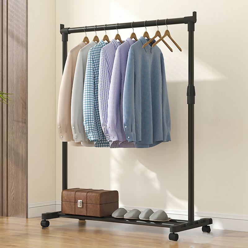 Rolling Clothing Rack Adjustable Heavy-Duty Telescopic Garment Rack Floor Hanger Storage Wardrobe For Bedroom Clothing Store