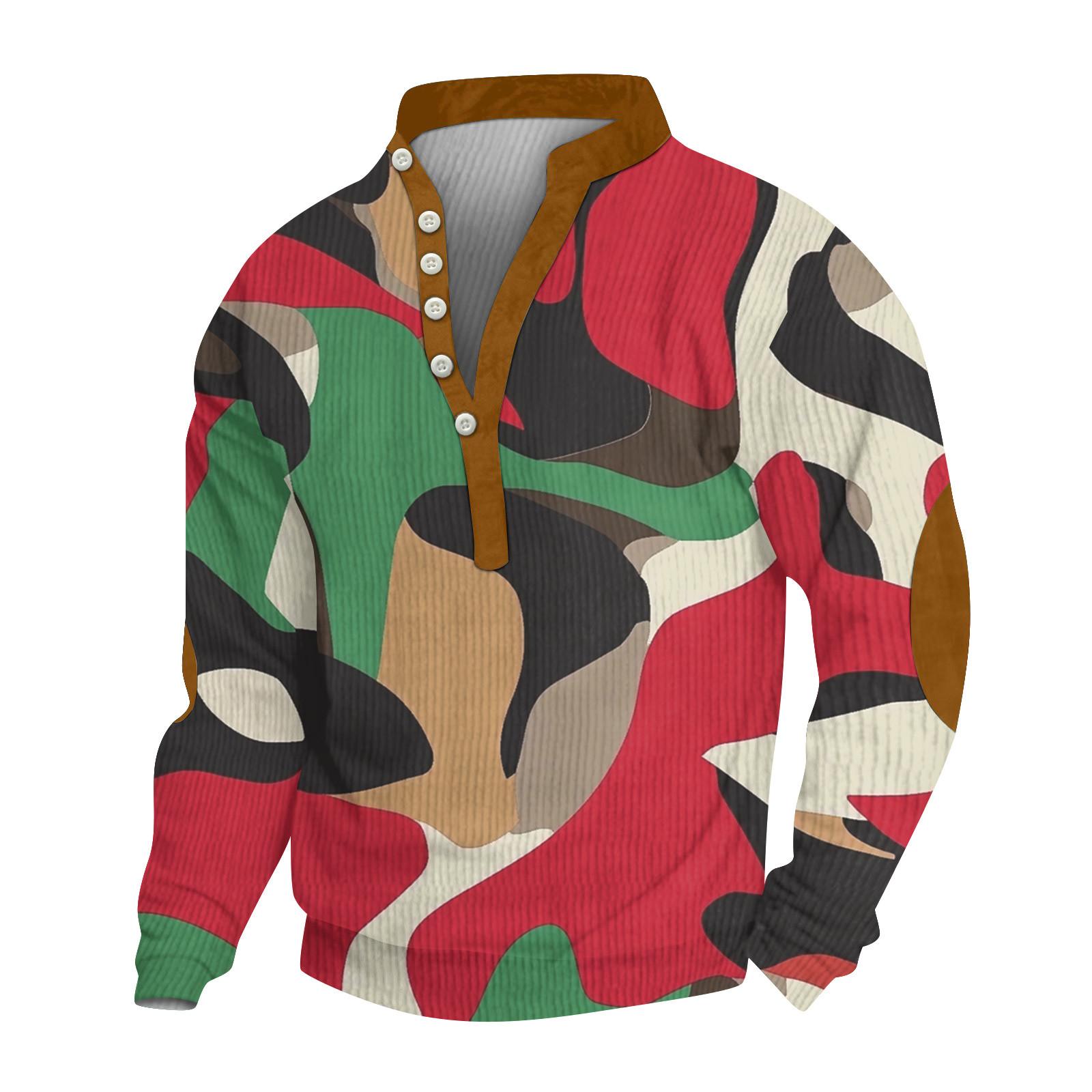 

Мужское теплое плюшевое пальто с принтом, флисовый свитер, повседневное пальто, свитер с карманами, зимнее пальто XL красный