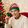Contrast Color Elf Knit Hat Knitted Funny Party Headwear Pointed Pom Bonnet  Adults