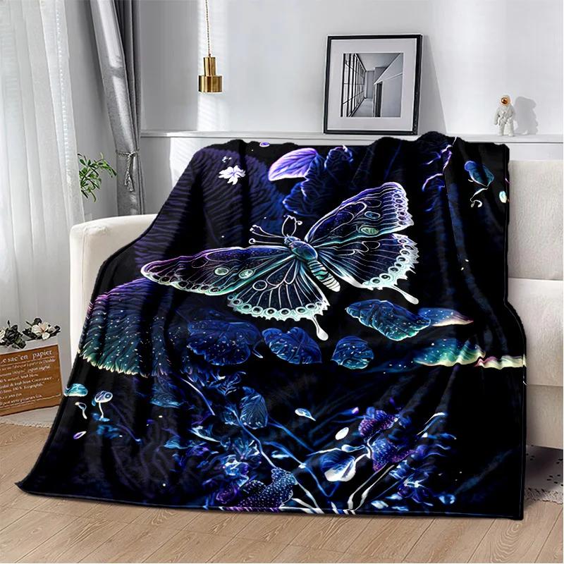 HD Fantasy Butterfly Flower Cartoon Blanket,Soft Throw Blanket for Home Bedroom Bed Sofa Picnic Travel Office Cover Blanket Kids