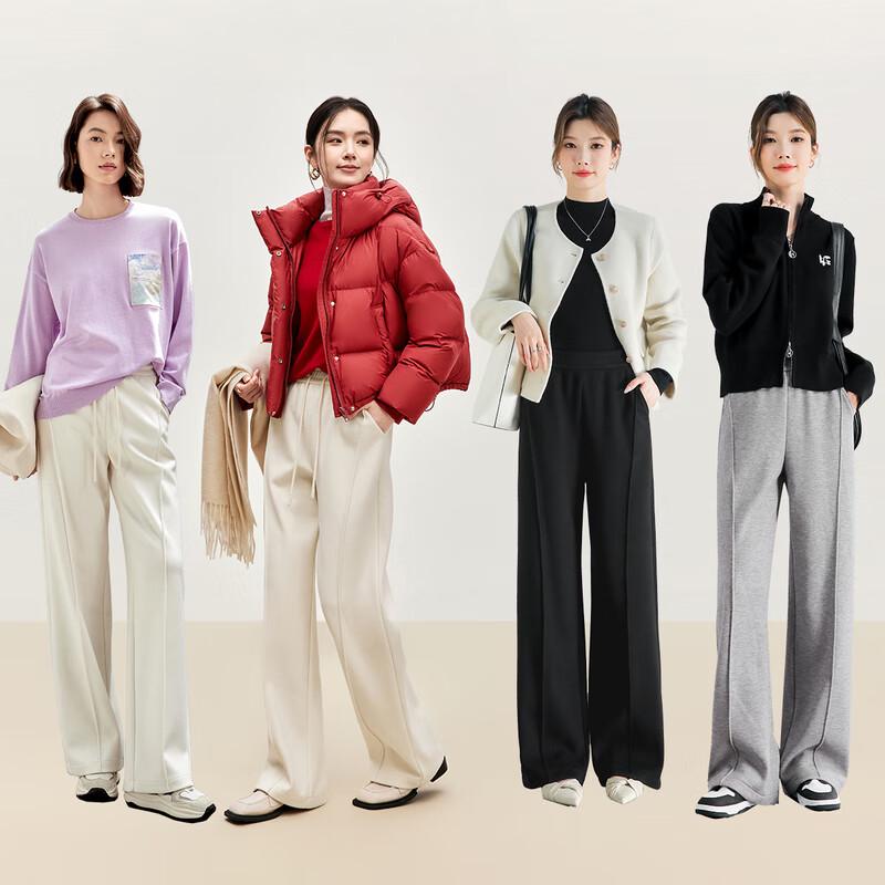 Shangdu Bila Women's Winter Fleece-Lined High-Waist Straight-Leg Pants