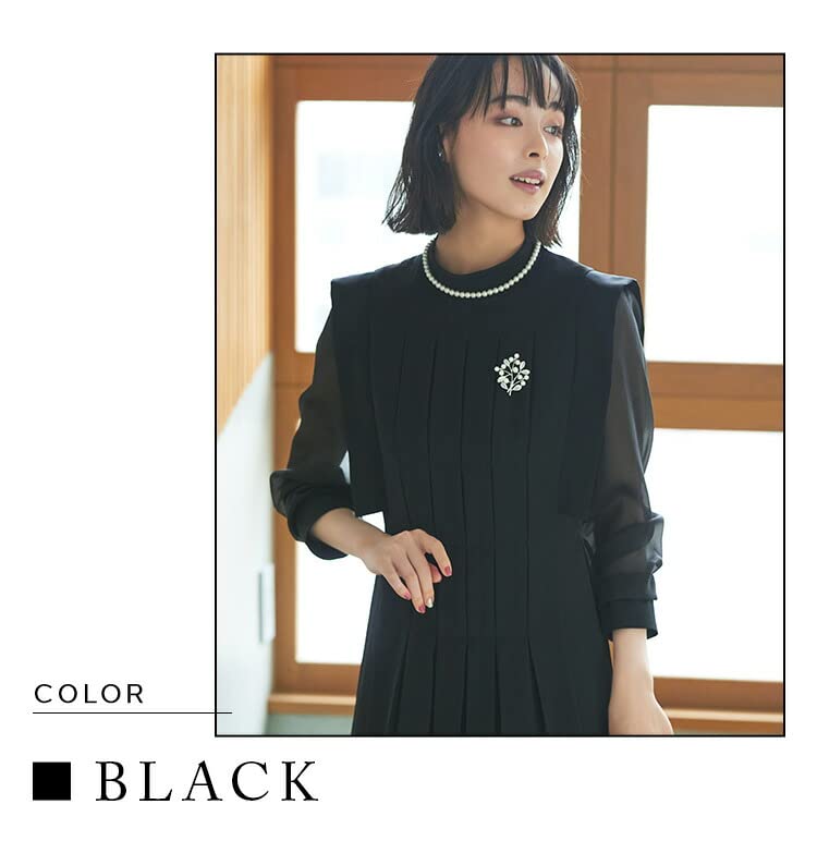 Louet Sheer Sleeve Plisowana Długa Sukienka na Imprezę Długa Duża Przedszkole Ukończenie Szkoły M Czarna [Louis Boutique] Kobiety, Pani, Sukienka, Formalna, Rękaw, Rozmiar,