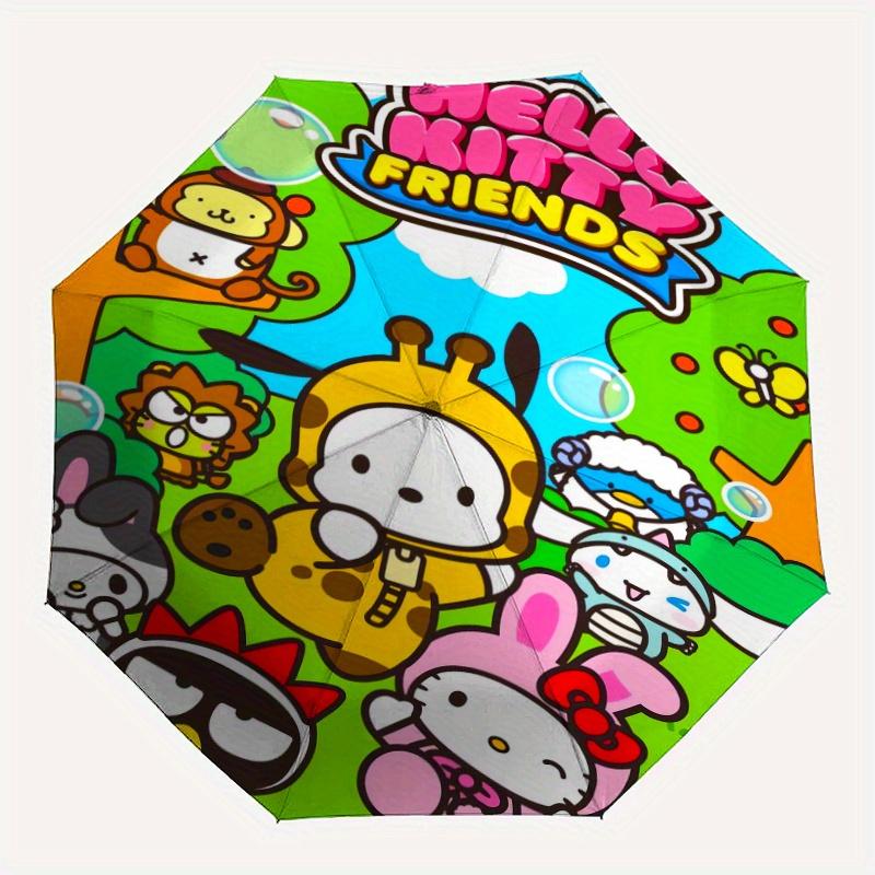 Hello Kitty Friends Automatic Open/CloseCartoon Umbrella-CuteUmbrella with Cute Design, Portable 3-Fold Compact Umbrella for Men & Women, Valentine's