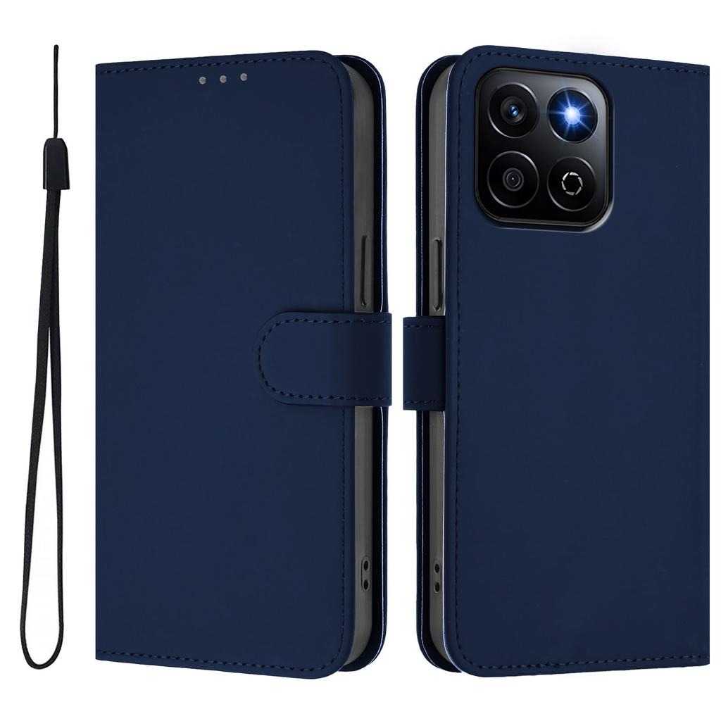 For Honor X7c 4G/Honor 200 Smart 5G/Honor X7c 5G Case Solid Color Wallet Leather Phone Cover with Strap