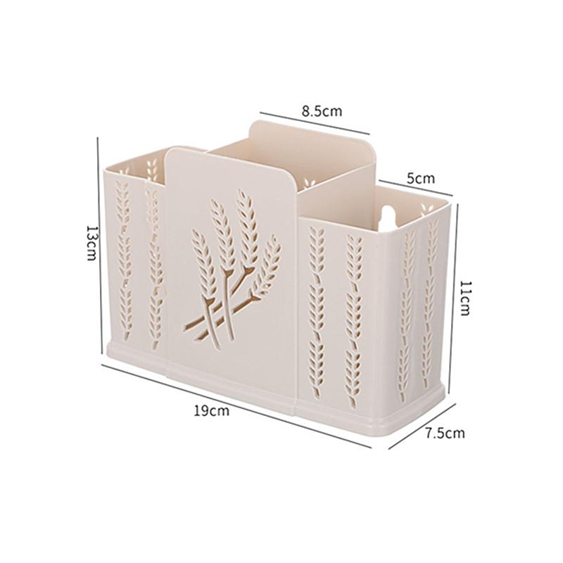 Household Punch-free Chopsticks Cage Plastic Compartment Wall-mounted Tableware Drain Rack Hollow Spoon Holder Kitchen Tools