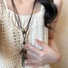 New Bohemian Flowering Pearl Necklace Women's New Chinese Style Leather Rope Ethnic Style Beaded Necklace