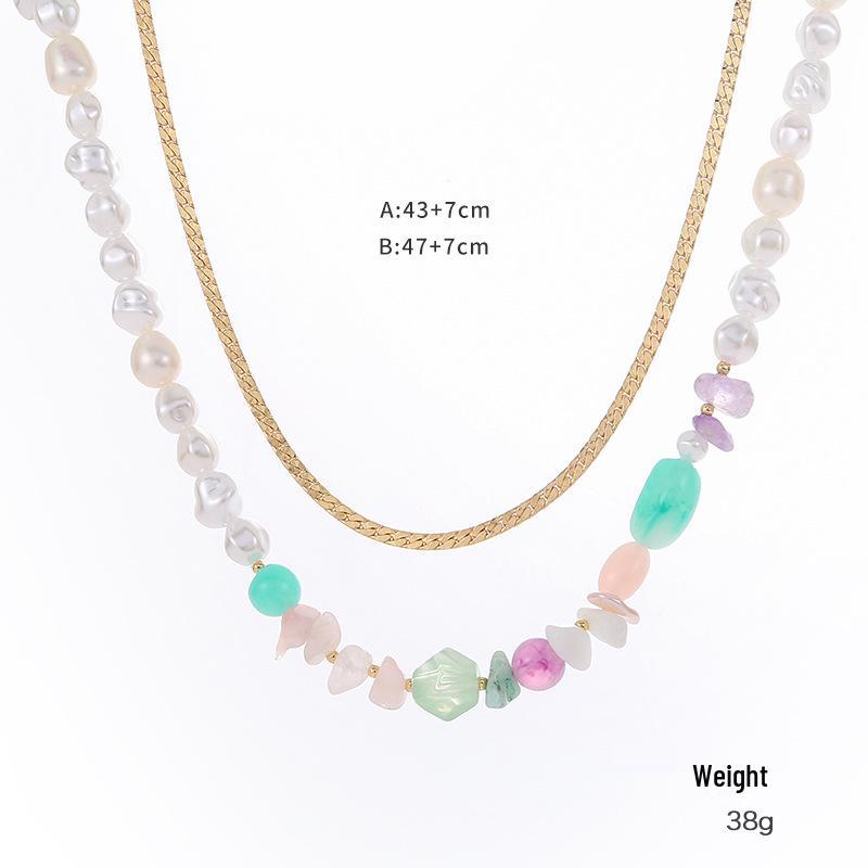 Kenjie Double Layer Beaded Necklace Set - Women's Designer European & American Style