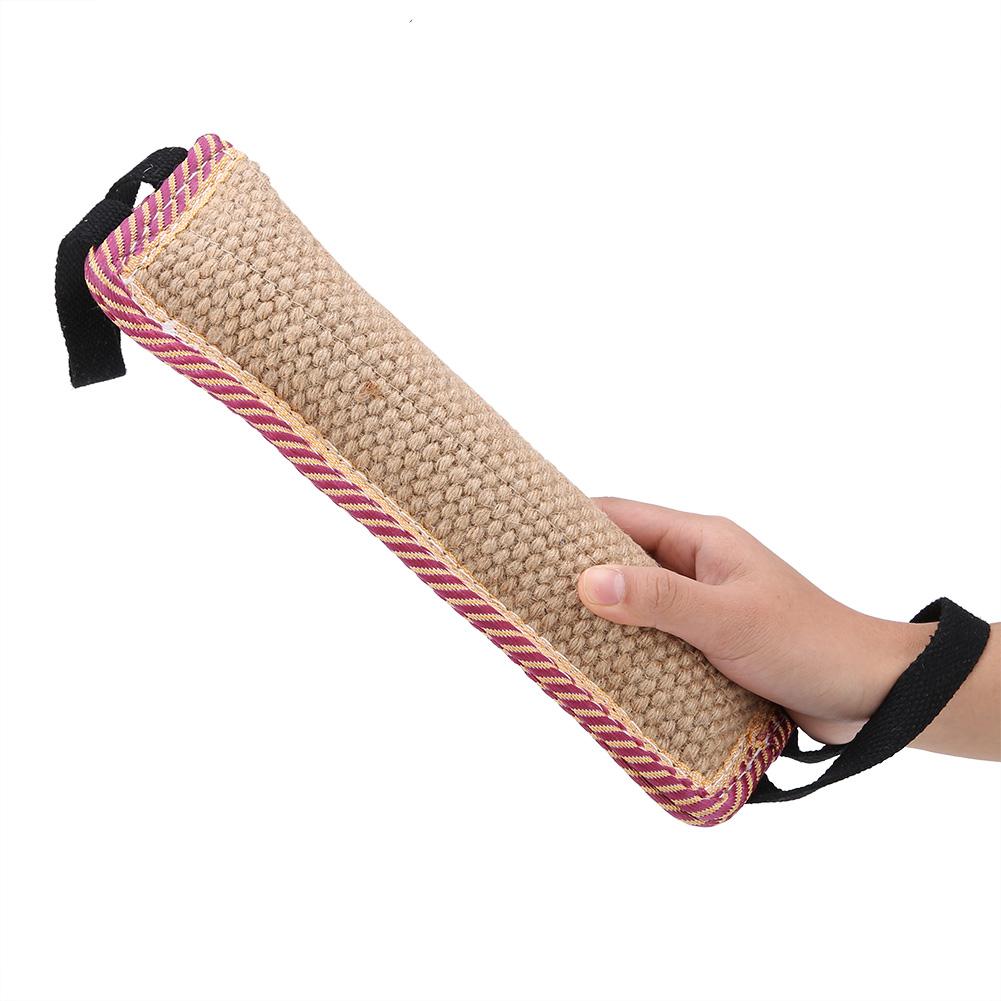 Durable Sackcloth Pet Dog Tear Bite Training Rod Tug with Two Handles