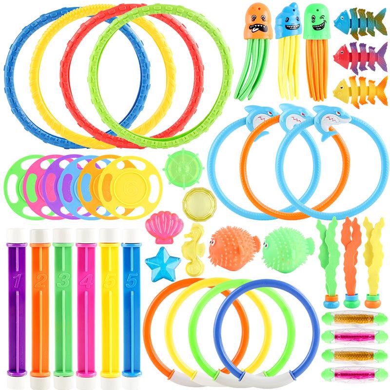 Summer Diving Toy Set: Seaweed Octopus Rings & Relay Batons for Pool Play