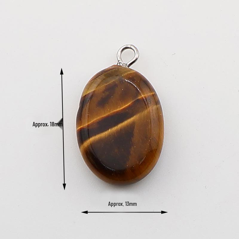 Natural Oval Crystal Stone Pendant Keychain - Simple & Creative Design