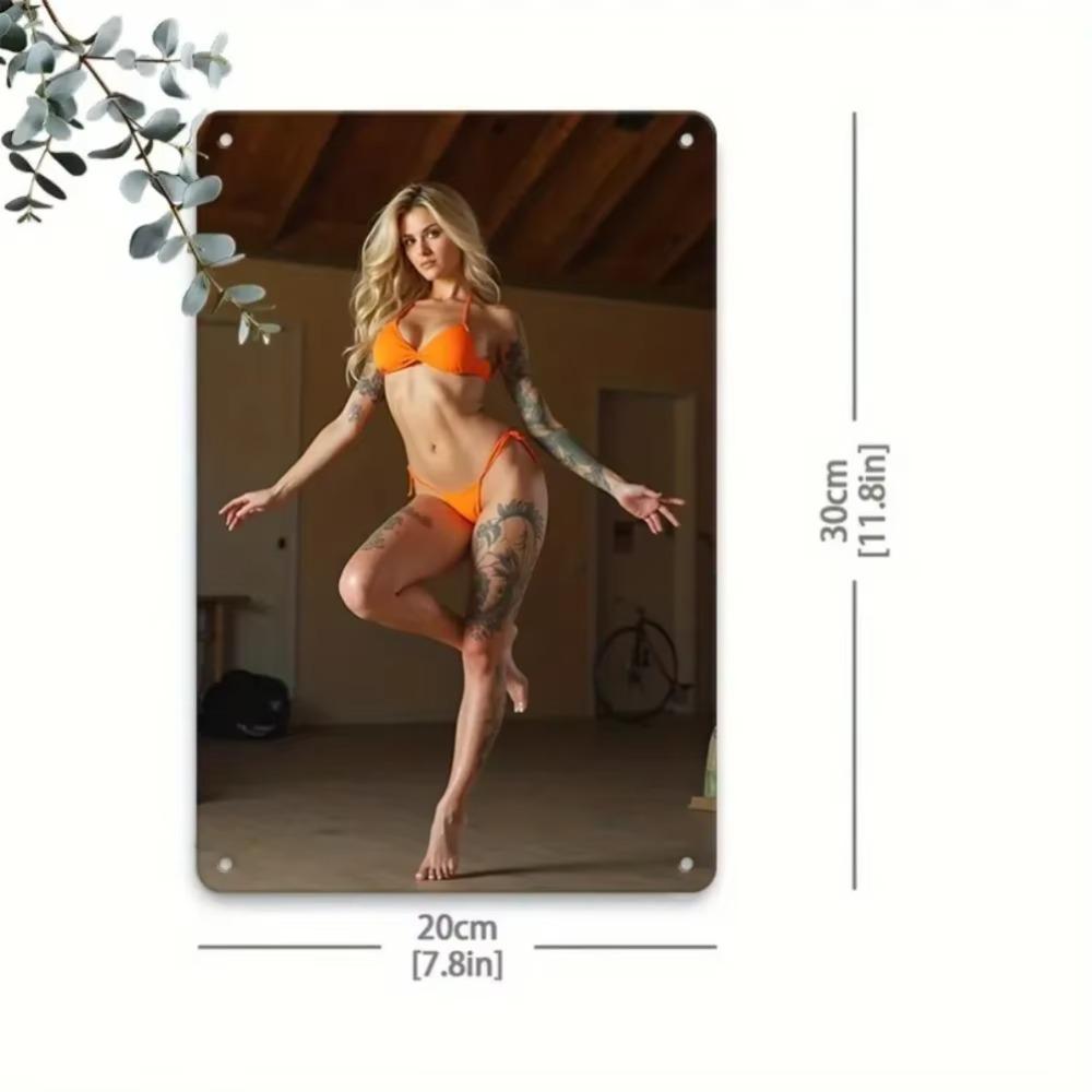 Metal Wall Art Vintage Bikini Girl Waterproof Home Decor Kitchen Bar