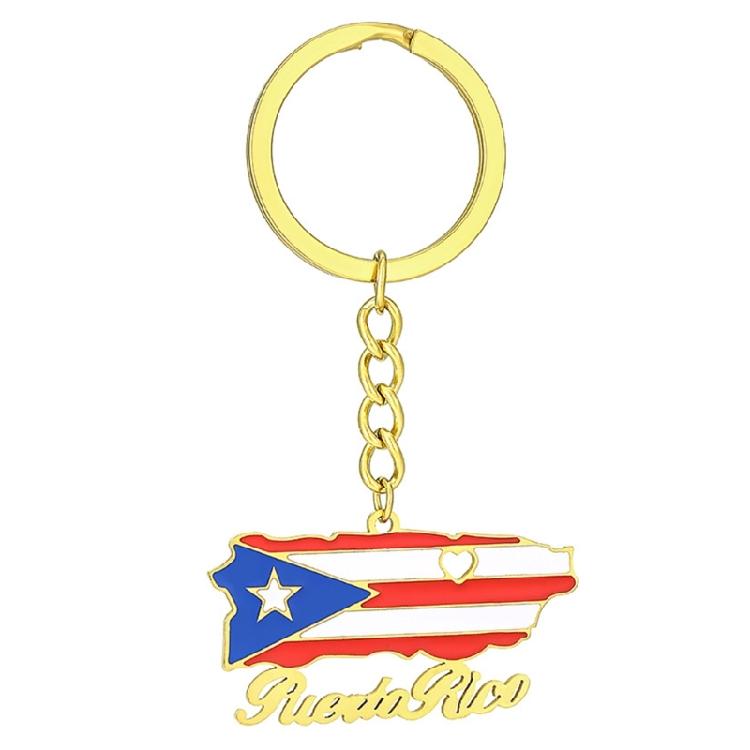 

Practical Puerto Rico Flag Map Keychain Versatile and Handy Phone Accessories золотой