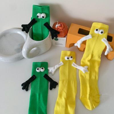 1 Paar Magnetische Hand-Socken Einfarbige Lange Socken mit 3D-Charakter Hände Halten Tragbare Socken Tägliches Tragen