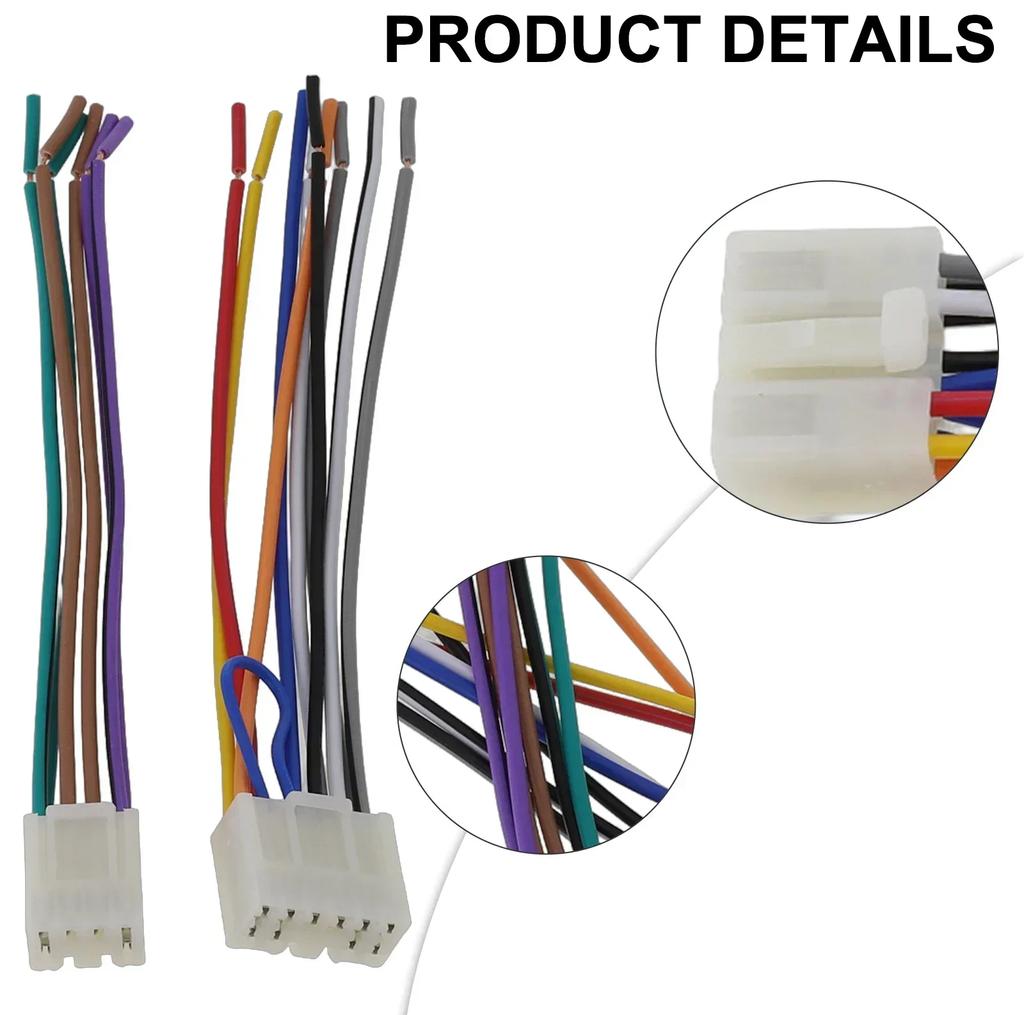 2pcs Car Stereo- CD Player Wiring- Harness Cable Adapter 150mm Black- For Toyota- Radio- Wiring Harness Electronics Accessories-