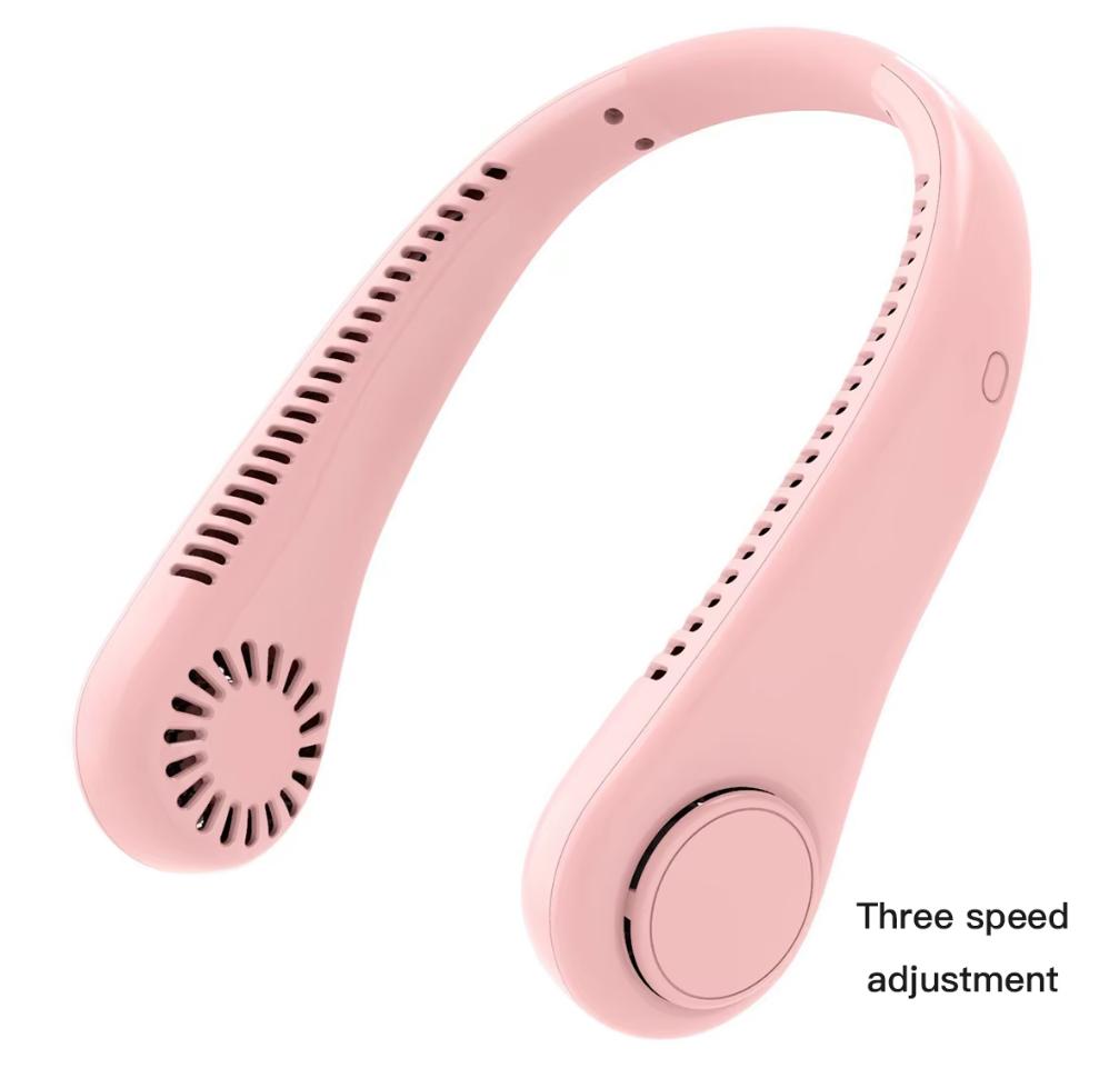Neuer Sommer Tragbarer Mini Hängender Halsventilator Blattloser Nackenband Ventilator Digitales Display Leistung Luftkühler USB Wiederaufladbar Elektrische Ventilatoren