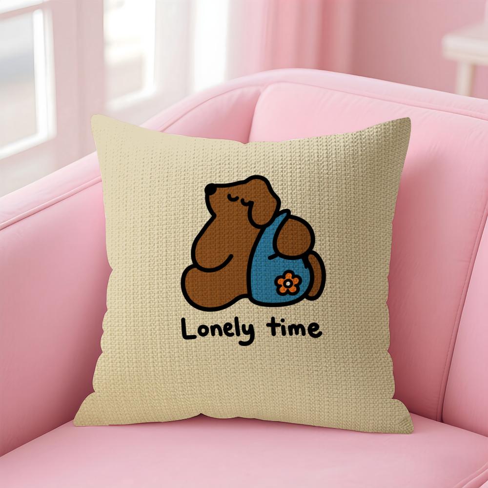 Cartoon Cute Creativity Cushion Cover Natural Linen Organic Fabric DoubleSided Printing Sofa Home Decor Gift Pillow Case