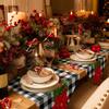 Christmas Poinsettia Table Flag Black And White Checkered Table Flag Table Wedding Christmas Day Decoration Home Accessories