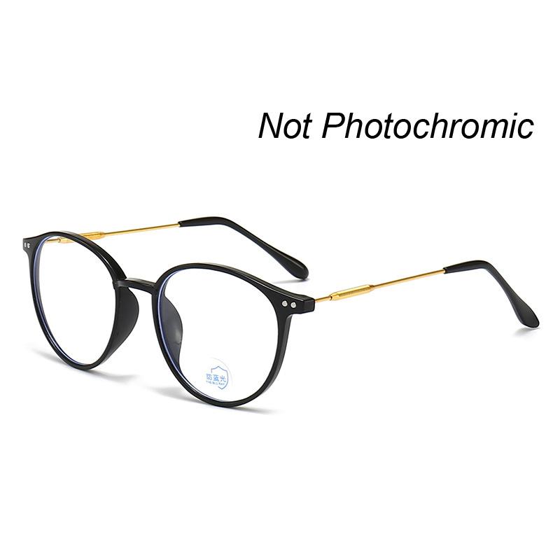 Women'S Fashion Photochromic Myopia Glasses Unisex Ultralight Anti-Uv Near Sight Eyeglasses Men Ladies Vintage Round Eyewear