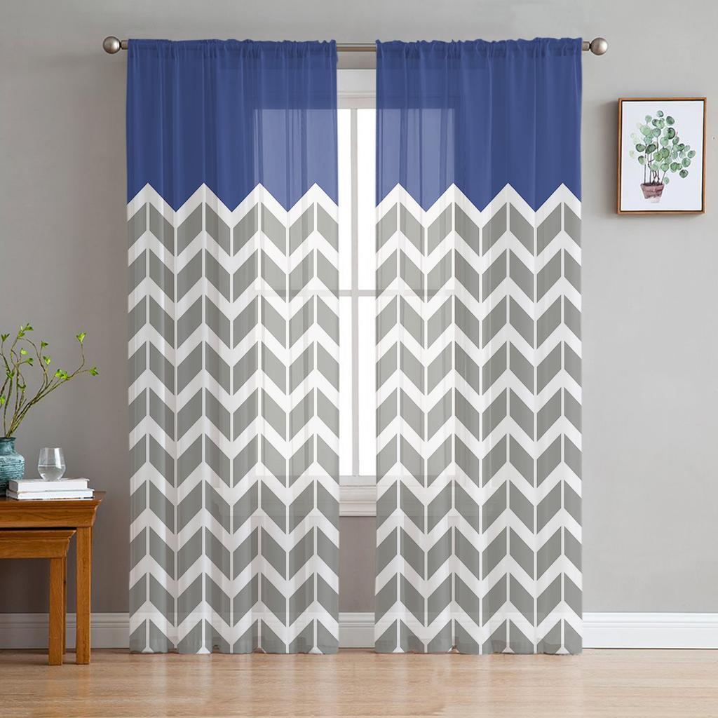 Geometrischer gelber Vorhang Fenster Tüll für Wohnzimmer Schlafzimmer die Küche Fenster Behandlung Dekorationen Vorhänge